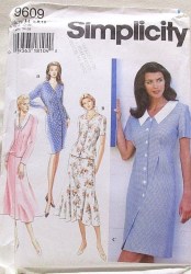 9609 SIMPLICITY SHORT - LONG SLEEVE STRAIGHT - FLARE 1 - 2 PC BUTTON DRESS PATTERN 6-10